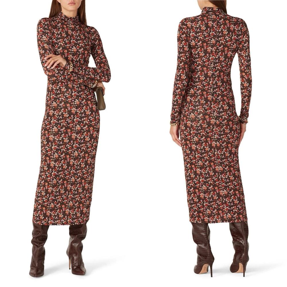 Ramy Brook Heidi Floral Dress XS Turtleneck Bodycon Dark Romantic Whimsigoth